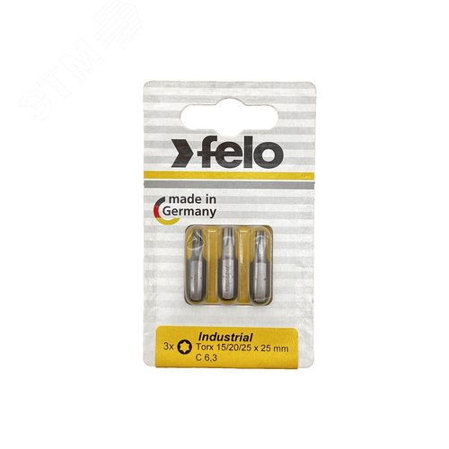 Изображение товара Биты TX15/TX20/TX25 25мм, серия Industrial, 3 шт в блистере (упак)