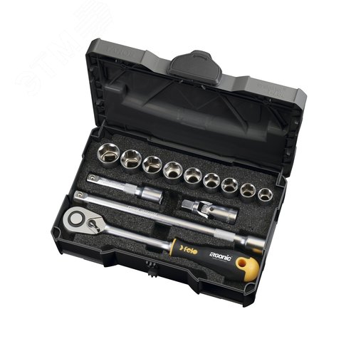 Изображение товара Набор метрических головок с удлиненной трещоткой Ergonic в кейсе, 13шт (шт)
