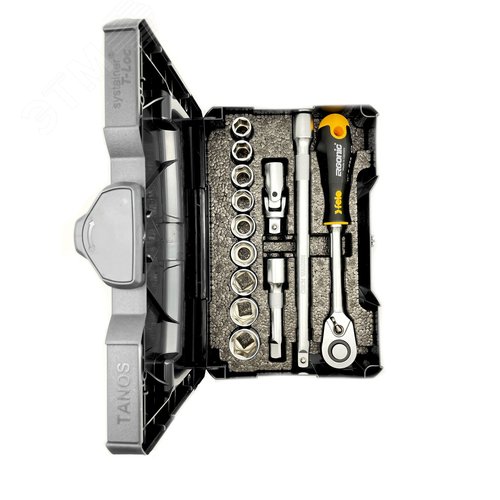 Набор метрических головок с удлиненной трещоткой Ergonic в кейсе, 13шт - фото 3