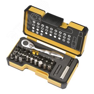 Изображение товара Набор бит SL/PH/PZ/Tx/HEX/TxTR/BH/MS с мини трещоткой в кейсе, 33 шт (шт)