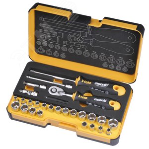 Изображение товара Набор головок с трещоткой и отверткой 1/4'' ERGONIC в кейсе, 27 шт (шт)