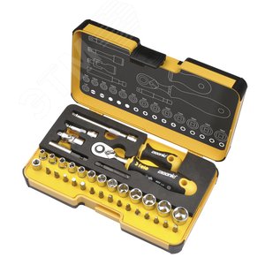 Изображение товара Набор головок и бит с трещоткой и рукояткой ERGONIC в кейсе, 36 шт (шт)