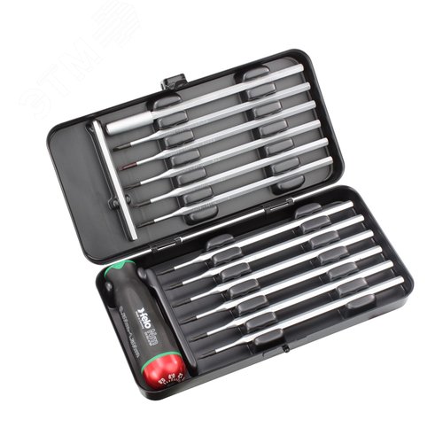 Изображение товара Отвертка c регулировкой крутящего момента Серия Nm 0,6-1,5 с набором насадок 12 шт в кейсе (шт)