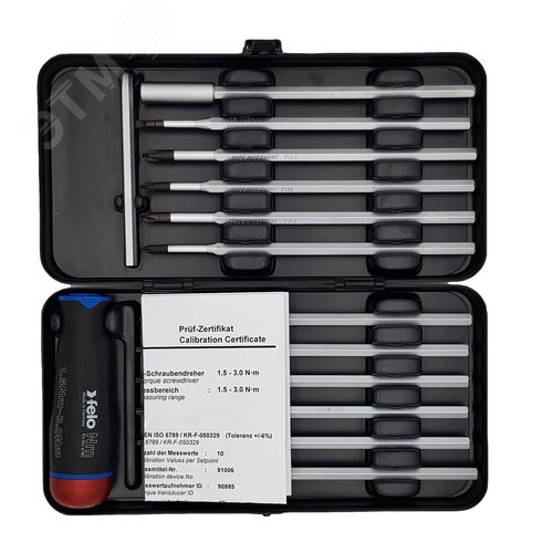Отвертка c регулировкой крутящего момента Серия Nm 1,5-3,0 с набором насадок 12 шт в кейсе plus/minus - фото 2