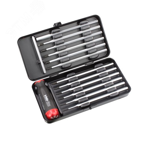 Изображение товара Отвертка c регулировкой крутящего момента Серия Nm 3,0-5,4 с набором насадок 12 шт в кейсе plus/minus (шт)