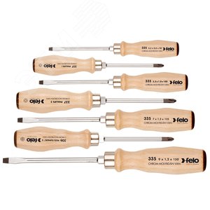 Изображение товара Набор отверток ударных SL/PH/PZ с деревянной рукояткой, 7 шт (шт)