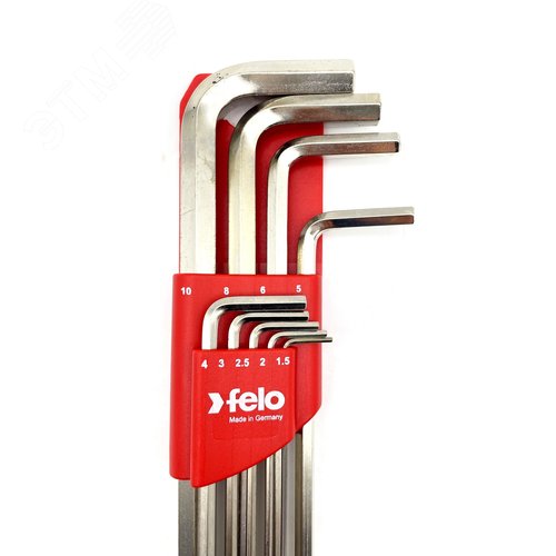 Набор ключей Г-образных шестигранных удлиненных 9шт HEX 1,5-10,0мм - фото 2