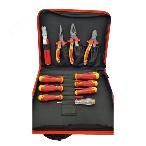 Набор диэлектрических отверток SL/PH ERGONIC, бокорезов, плоскогубцев, длинногубцев, стриппера и отвертки тестера напряжения сети в сумке - фото 5