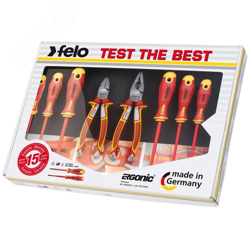 Набор диэлекрических отверток Ergonic с диэлектрическими пасатижами и бокорезами в упаковке, 8 шт - фото 1