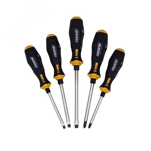 Набор отверток Ergonic ударных SL/PZ, 5 шт - фото 1