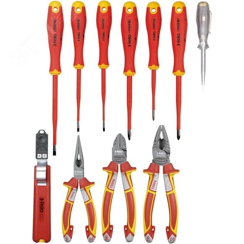Набор диэлектрических отверток SL/PH/PZ E-Slim ERGONIC, бокорезов, плоскогубцев, длинногубцев, стриппера и отвертки тестера напряжения сети в сумке - фото 3