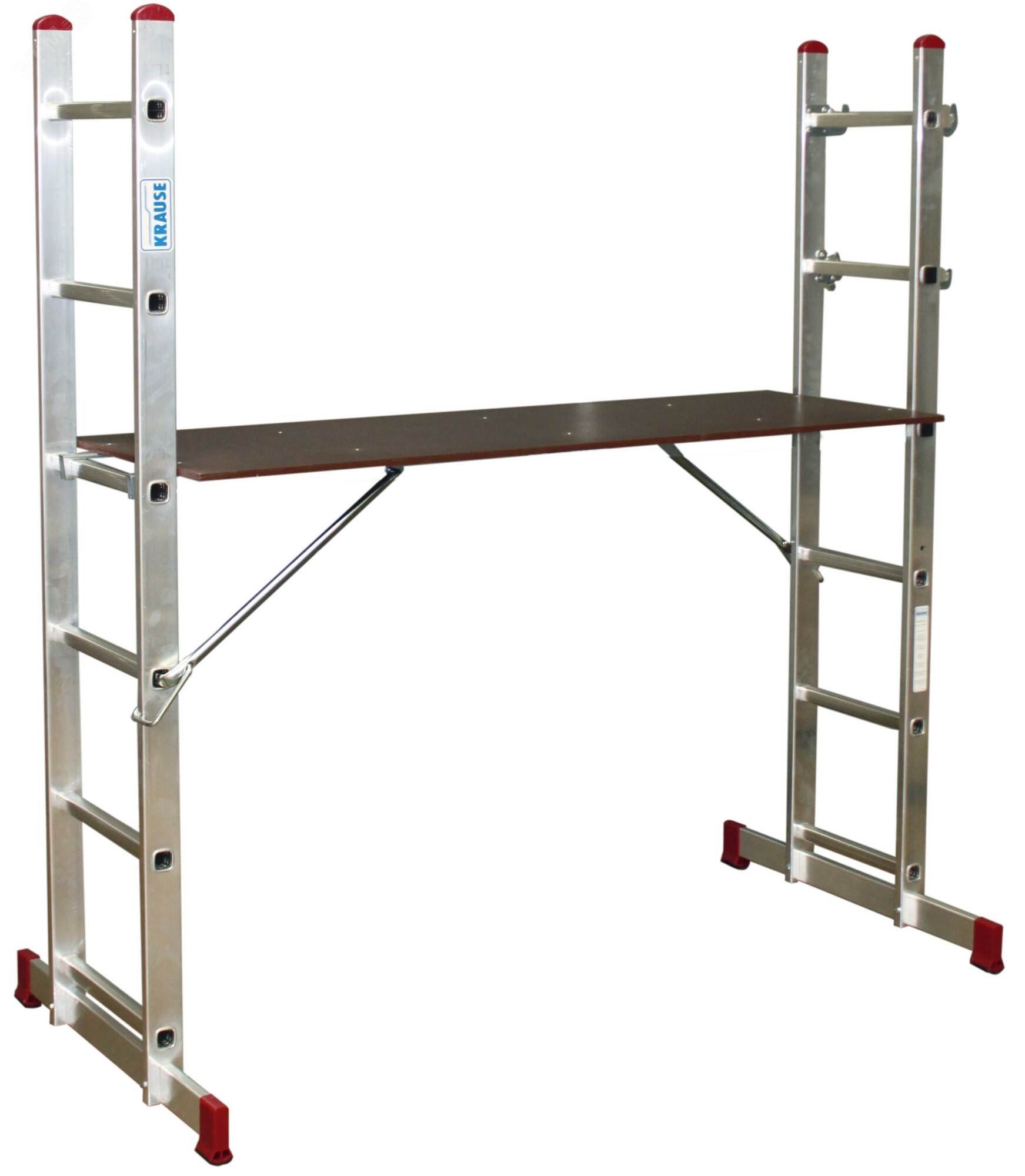 Изображение товара Подмости лестничные CORDA 2х6 алюминиевые с регулируемой высотой и противоскользящим настилом