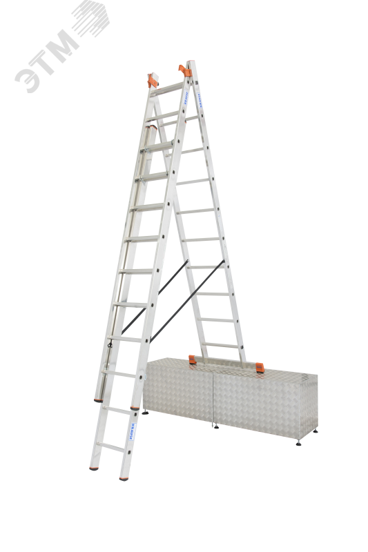 Изображение товара Трехсекционная универсальная лестница TRIBILO 3х10 с дополнительными фиксаторами