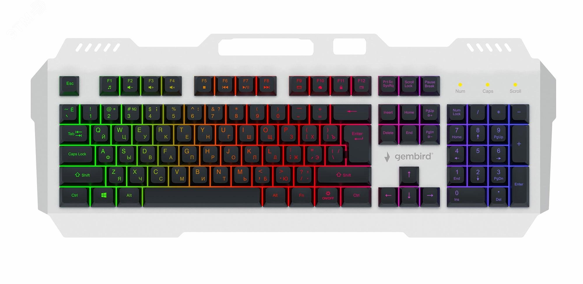 Изображение товара Клавиатура проводная игровая, 104кл, MultiRainbow, 1.5м, серебристый/черный (шт) Изображение товара Клавиатура проводная игровая, 104кл, MultiRainbow, 1.5м, серебристый/черный (шт)