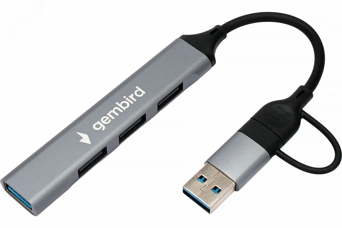 Изображение товара Разветвитель USB3.0/2.0, USB3.0, 3xUSB2.0, кабель Type-C+USB 10см, алюминий (шт) Изображение товара Разветвитель USB3.0/2.0, USB3.0, 3xUSB2.0, кабель Type-C+USB 10см, алюминий (шт)