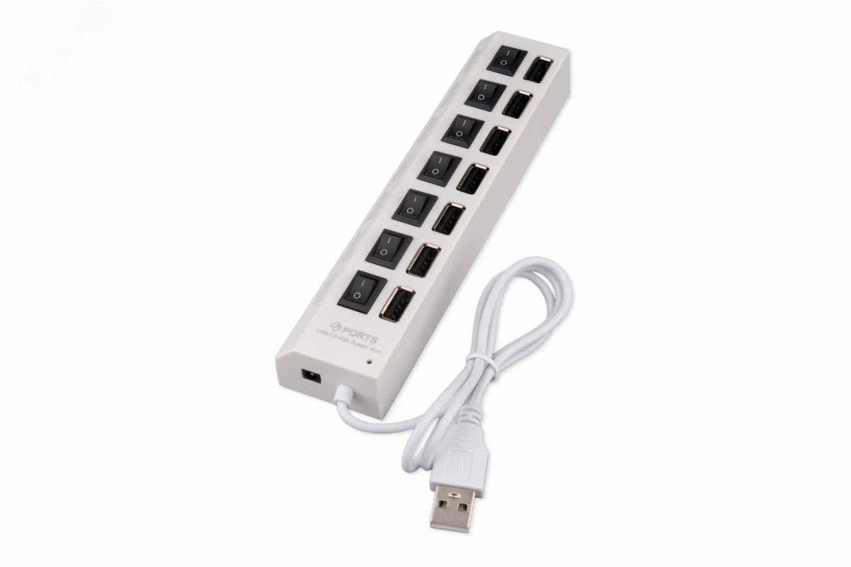 Изображение товара Разветвитель USB2.0, 7хUSB, с доп.питанием, подсв и выкл, кабель USB 55см, белый, короб (шт) Изображение товара Разветвитель USB2.0, 7хUSB, с доп.питанием, подсв и выкл, кабель USB 55см, белый, короб (шт)