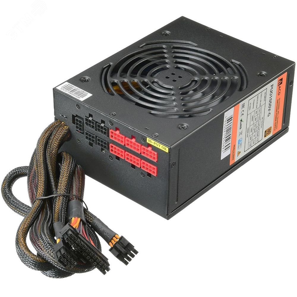 Изображение товара Блок питания ПК ACD PUO1050V-G, ATX, 1050 Вт, 80PLUS Gold, полумодульный (шт)