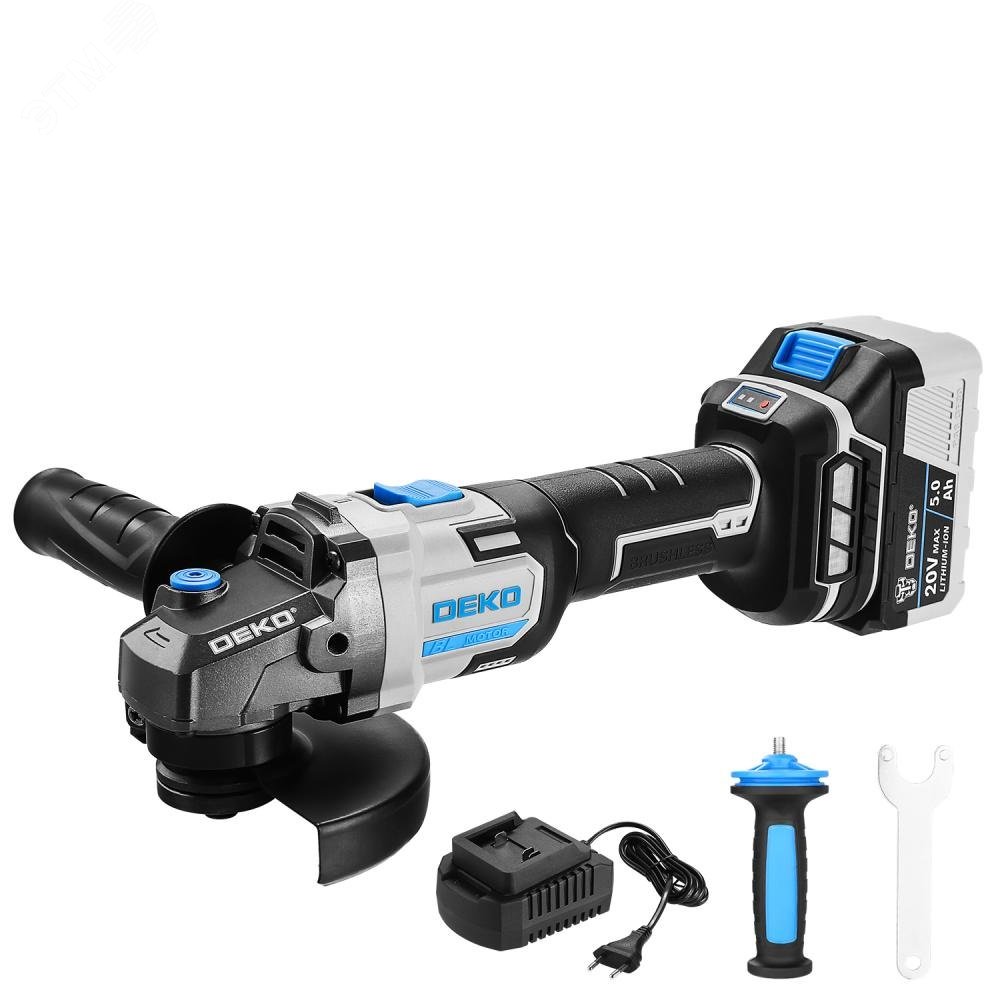 Изображение товара Углошлифовальная машина бесщеточная DEKO DKAG20 20В 5Ач