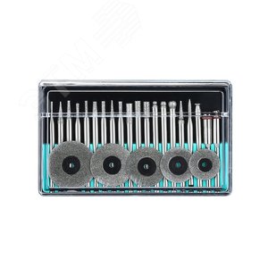 Изображение товара Набор шарошек и отрезных дисков с алмазным напылением для гравера + держатели RT25 (25 предметов) (набор)