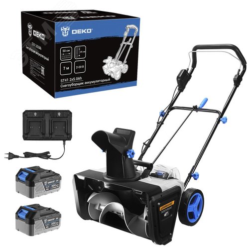 Изображение товара Снегоуборщик аккумуляторный ST41, 2*20В, 2*5.0Ач, 50см, 2 фары (шт)