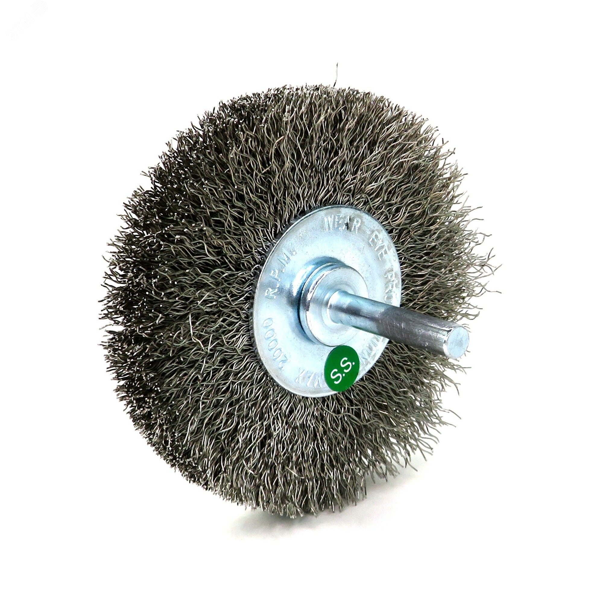 Изображение товара Щетка дисковая Д80x19 c хв-м д6x30, ворс гофр нерж сталь 0,30, до 15000 об/мин (13-185) (шт)