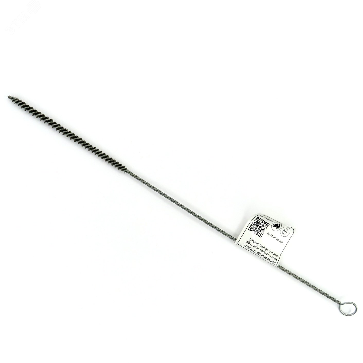 Изображение товара Щетка ерш Д6x100x300 с хв-м + кольцо, ворс гофр сталь 0,10 очистка котлов теплообменников дымоходов труб отверстий (14-003) (шт)