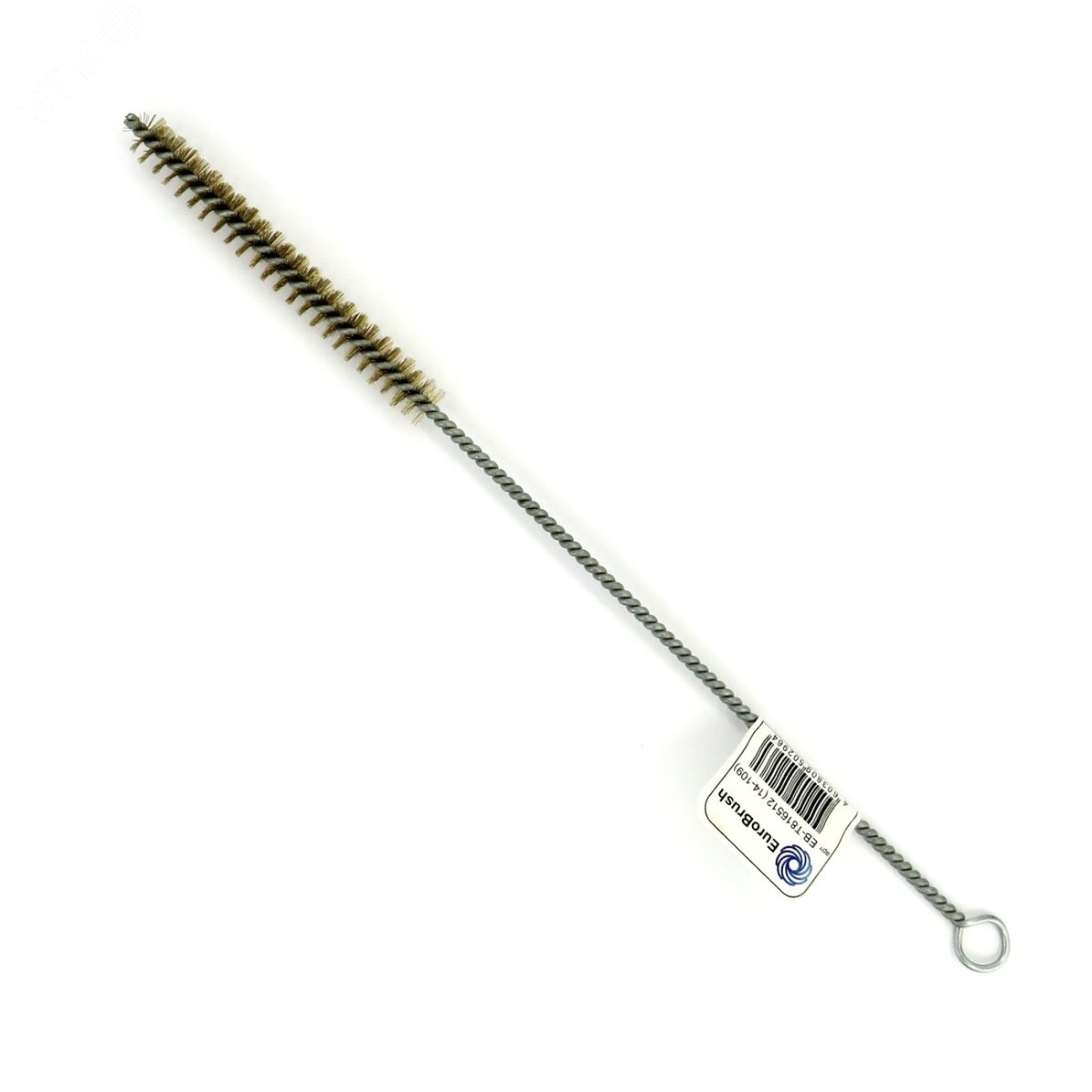 Изображение товара Щетка ерш диаметром 12 мм с латунным ворсом и кольцом для чистки труб и теплообменников