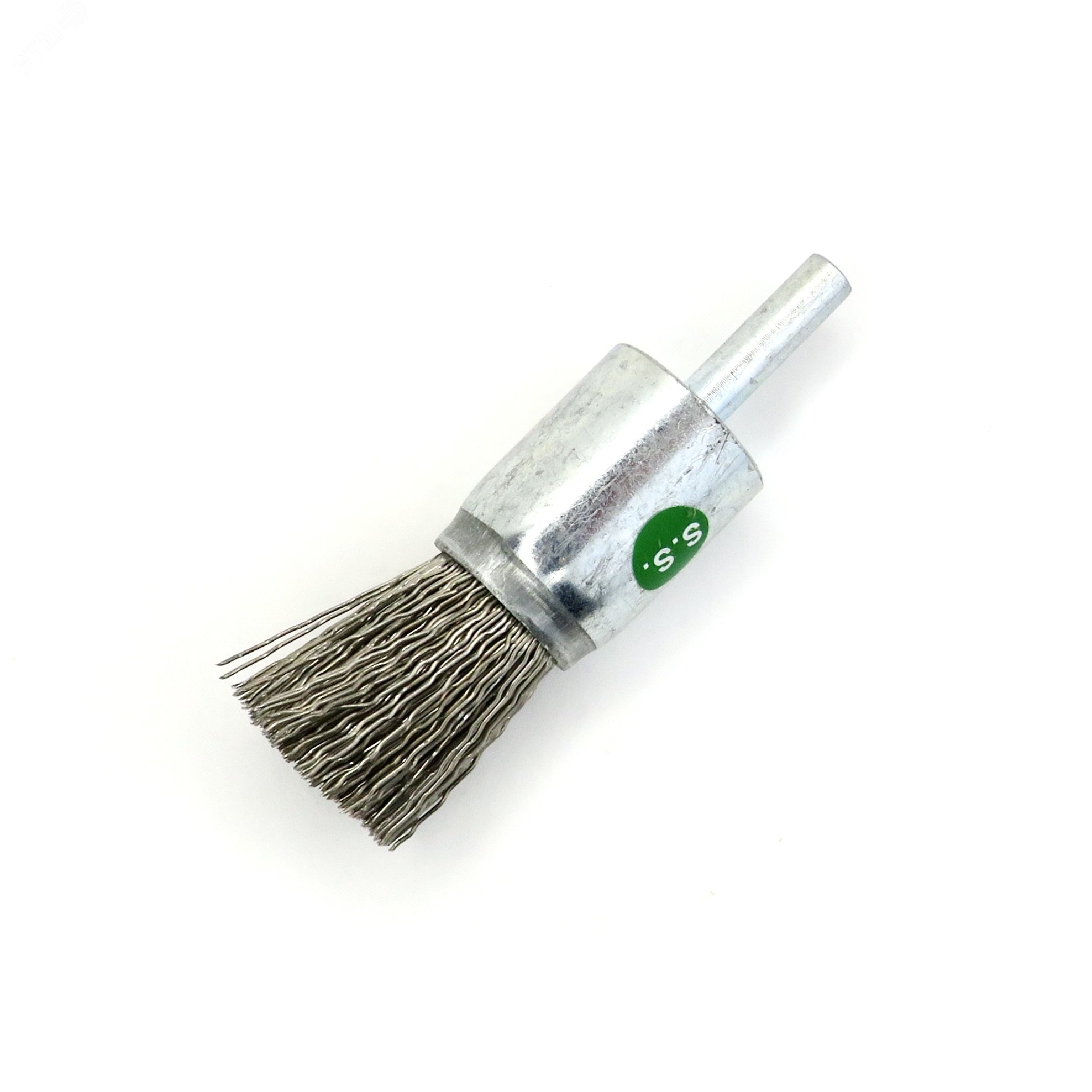 Изображение товара Щетка концевая стабильная плоская тип 102F Д20 с хв-м д6*22, ворс гофр нерж сталь 0,50, до 12000 об/мин (код 13-091) (шт)