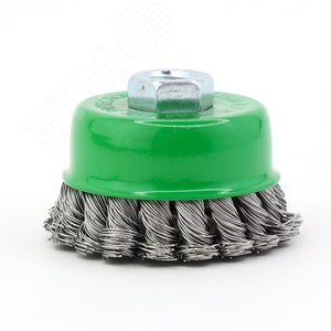 Изображение товара Щетка чашка Д75 для УШМ (болгарка) ворс нерж сталь 0,50 жгутовая корщетка по металлу для обработки цветных сплавов и нержавеющей стали (13-161) (шт)