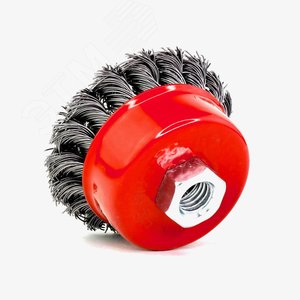 Изображение товара Щетка чашечная Д75 для УШМ (болгарка) ворс сталь 0,50 чашка жгутовая кордщетка по металлу для обработки стали, камня, дерева (13-100) (шт)