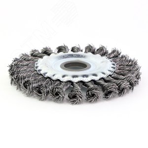 Изображение товара Щетка дисковая Д125х22,2 для УШМ (болгарка) ворс сталь 0,50 жгутовая корщетка по металлу для обработки стали, камня, дерева (13-012) (шт)