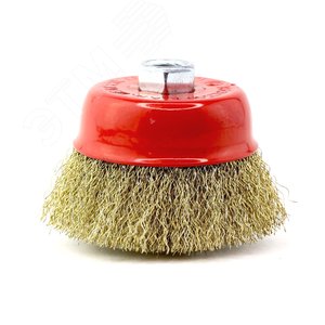 Изображение товара Щетка чашка Д75 для УШМ (болгарка) ворс гофр латунированная сталь 0,30 чашка волнистая, кордщетка по металлу для обработки стали, камня, дерева (код 13-027) (шт)