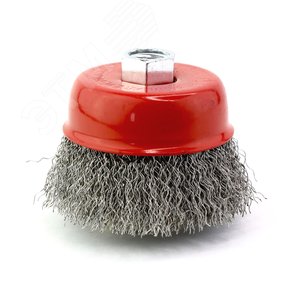 Изображение товара Щетка чашечная Д75 ворс гофр нержавеющая сталь крацовка на УШМ болгарку, кордщетка по металлу для обработки цветных сплавов и нержавеющей стали (13-165) (шт)
