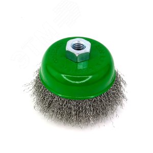 Изображение товара Щетка чашка Д100 ворс гофр нержавеющая сталь крацовка на УШМ болгарку, кордщетка по металлу для обработки цветных сплавов и нержавеющей стали (13-015) (шт)