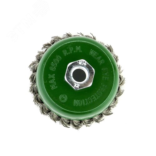 Изображение товара Щетка чашка Д100 для УШМ (болгарка) ворс нерж сталь 0,50 жгутовая корщетка по металлу для обработки цветных сплавов и нержавеющей стали (13-046) (шт)