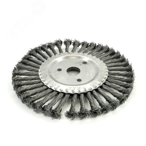 Изображение товара Щетка дисковая Д200х13х22,2 для УШМ (болгарка) ворс сталь 0,50 жгутовая кордщетка по металлу для обработки стали, камня, дерева (13-065) (шт)