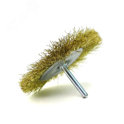 Изображение товара Щетка дисковая Д100x10 c хв-м д6x30, ворс гофр латунир-я сталь 0,30, до 4500 об/мин (13-179) (шт)