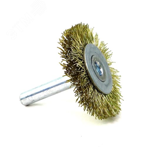 Изображение товара Щетка дисковая Д38x8 c хв-м д6x30, ворс гофр латунир-я сталь 0,30, до 4500 об/мин (13-175) (шт)