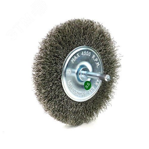 Изображение товара Щетка дисковая Д100x10 c хв-м д6x30, ворс гофр нерж сталь 0,30, до 4500 об/мин (13-174) (шт)