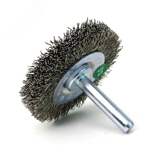 Изображение товара Щетка дисковая Д50x8 c хв-м д6x30, ворс гофр нерж сталь 0,30, до 4500 об/мин (13-171) (шт)