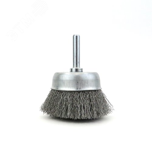 Изображение товара Щетка чашечная Д50 с хв-м д6, ворс гофр сталь 0,20, до 4500 об/мин (код 13-090) (шт)