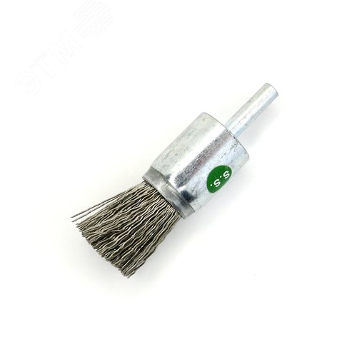 Изображение товара Щетка концевая стабильная плоская тип 102F Д20 с хв-м д6*22, ворс гофр нерж сталь 0,50, до 12000 об/мин (код 13-091) (шт)
