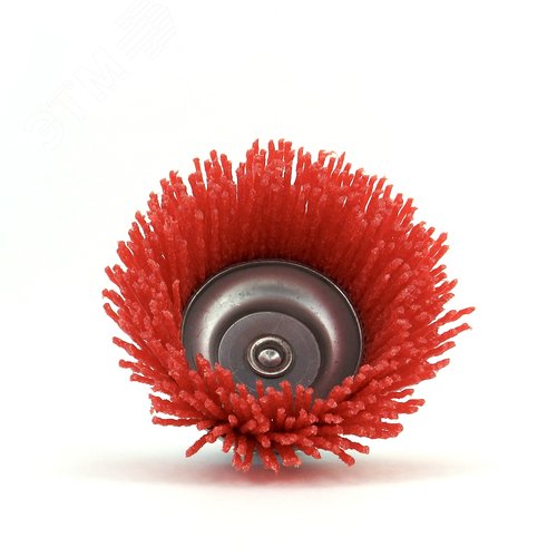 Изображение товара Щетка чашечная Д75 c хв-м д6*30, ворс красный полимер абразив P80, до 4500 об/мин (код 13-059) (шт)