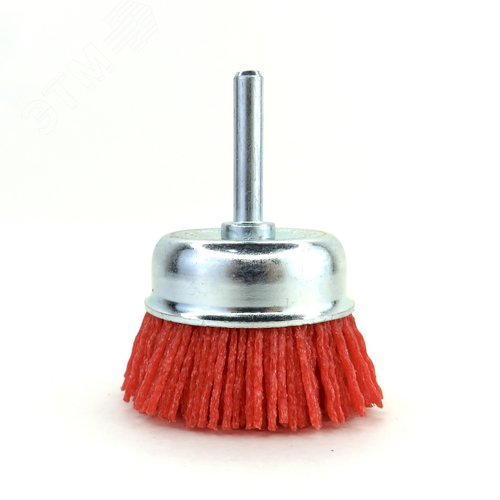 Изображение товара Щетка чашечная Д50 c хв-м д6*30, ворс красный полимер абразив P80, до 4500 об/мин (код 13-056) (шт)