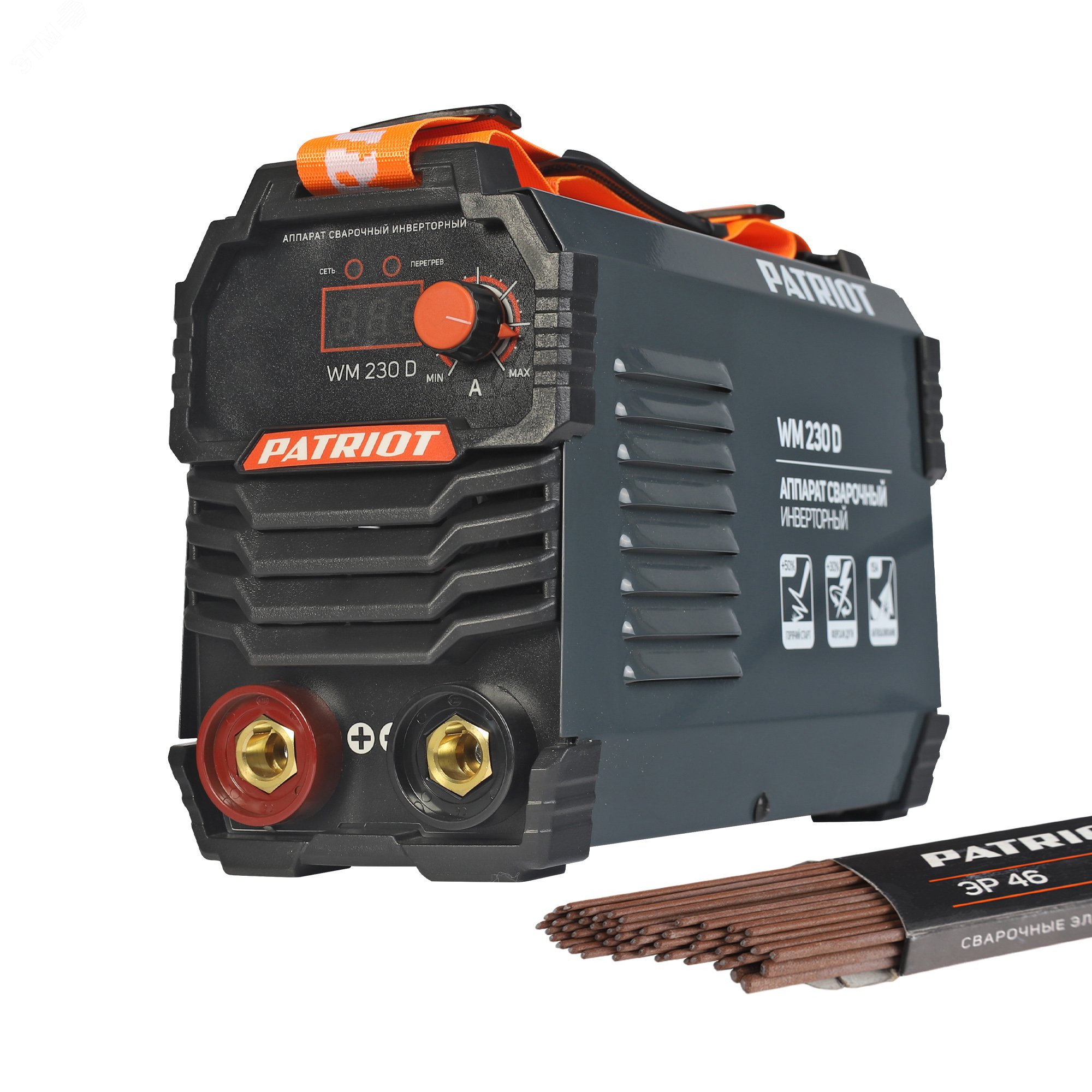 Изображение товара Инвертор сварочный WM230D MMA с функциями защиты и электродами Patriot