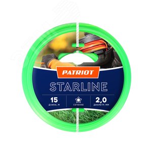 Изображение товара Леска Starline D 2,0 мм L 15 м (звезда, зеленая) 200-15-3 на пластиковой обойме, блистерн.тип (шт)