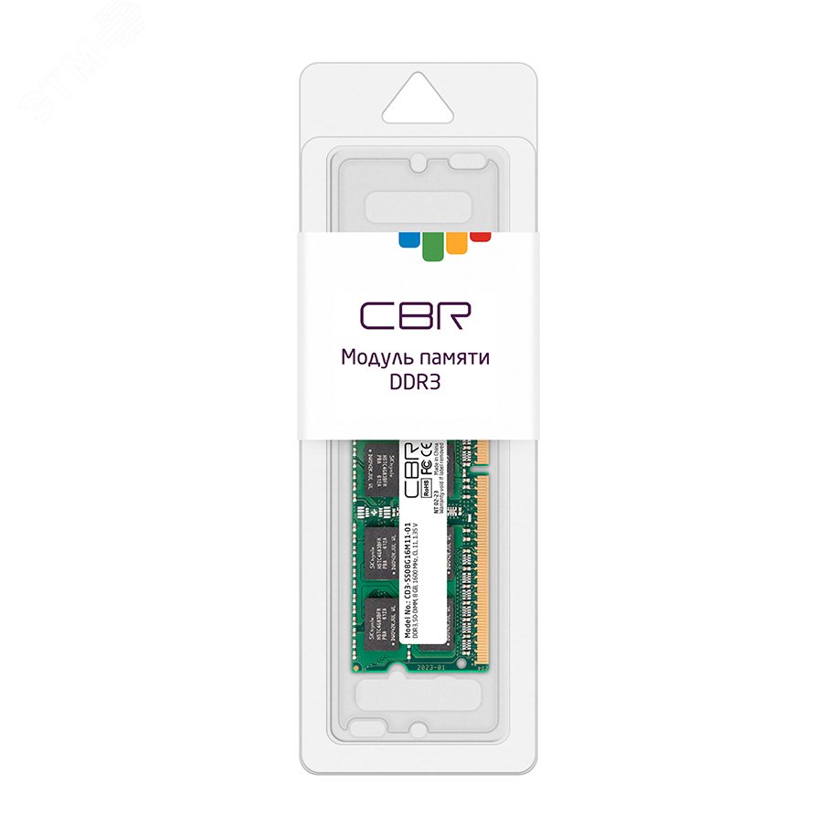 Оперативная память DDR3 SODIMM 8GB, 1600MHz, CL11, 1.35V CD3-SS08G16M11-01 CBR - превью 2