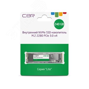 Накопитель SSD М.2 2280 240 Гб, NVMe 1.3, SM2263XT, 3D TLC NAND, 2000/1300 Мб/сек, серия Lite SSD-240GB-M.2-LT22 CBR - 3