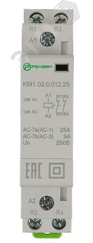 Изображение товара Модульный контактор 2 НЗ контакта 25А 12В AC/DC Релеон