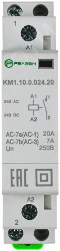 Изображение товара Контактор модульный 1НО 20А 24В AC/DC для автоматизации и электромонтажа